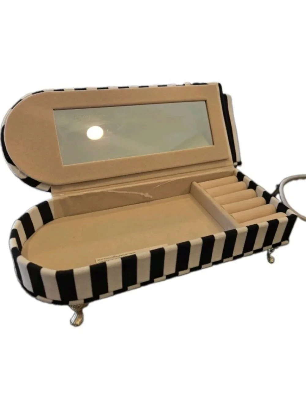 New Black & White Stripped Doll Chaise Jewelry Box Organizer Couch Jewelry Box